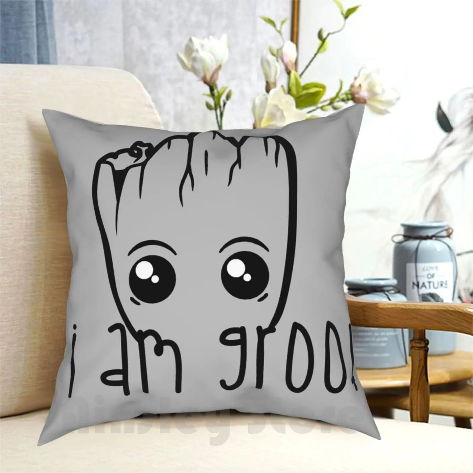 Baby Tree Pillow Case Printed Home Soft Throw Pillow Young Cute Cool Baby Tree Im Comics Galaxy Guardians Rocket Racoon