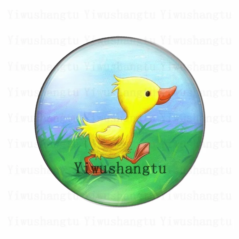 A loving duck family cute yellow duck painting 12mm/20mm/25mm/30mm Round photo glass cabochon demo flat back Making findings