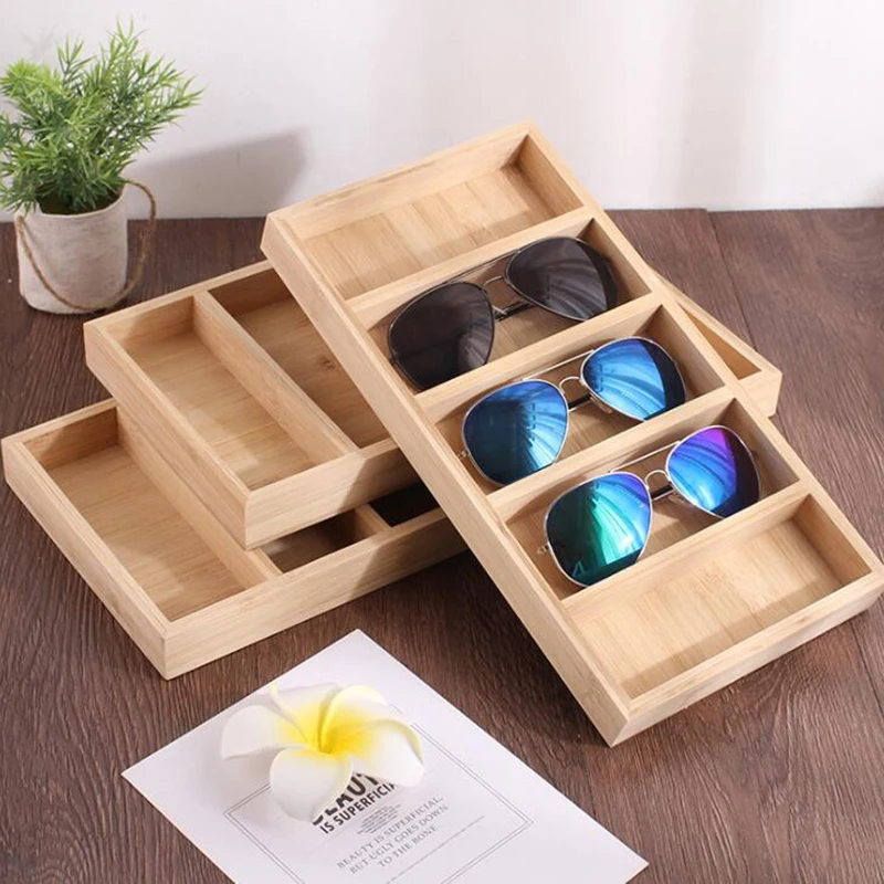 

Bamboo and Wood Glasses Tray Glasses Storage Rack Eye Wear Display Rack Eyeglasses Storage Organizer Box