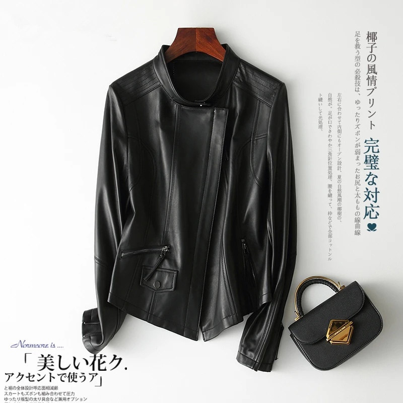 

Genuine Leather Jacket for Women Winter Autumn Clothes 2020 Korean Moto Biker Short Sheepskin Coat Ladies Jacket TLR2056.