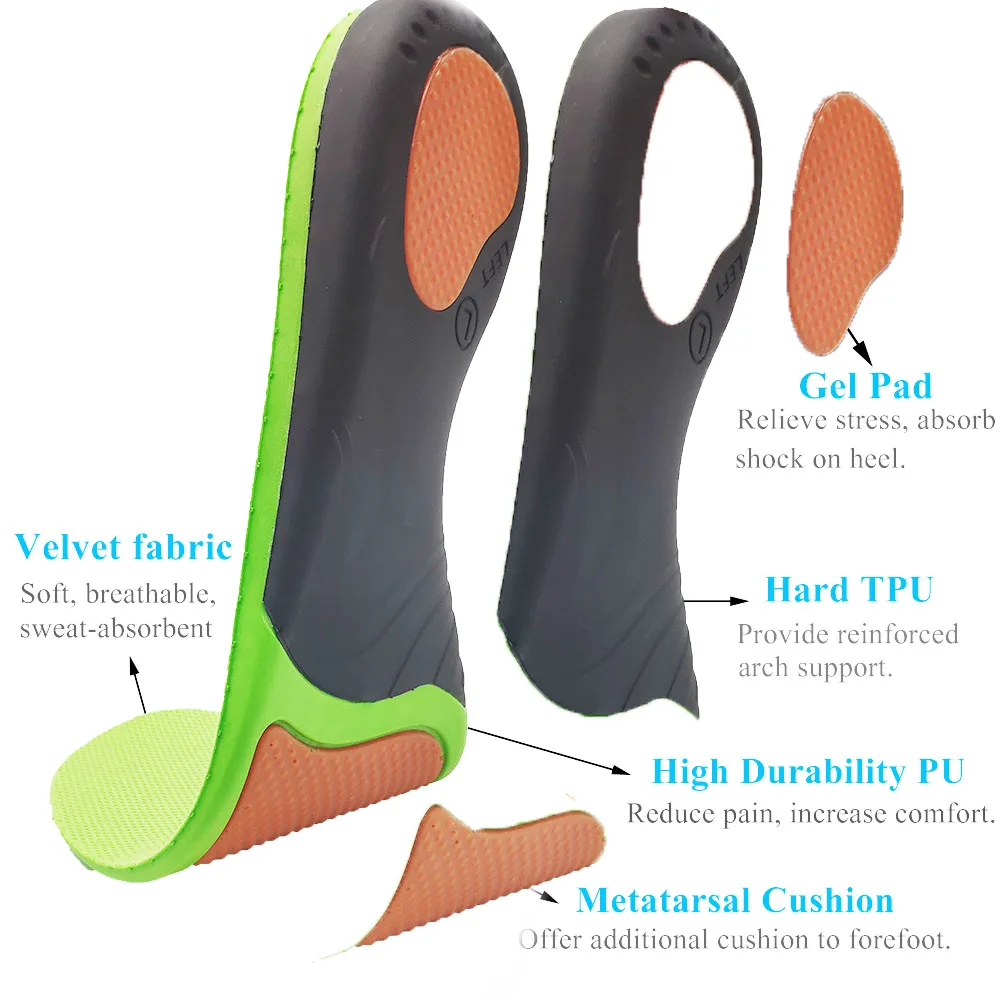 EU35-52 Orthopedic Shoes Sole Insoles For feet Arch Foot Pad X/O Type Leg Correction Flat Foot Arch Support Sports Shoes Insert