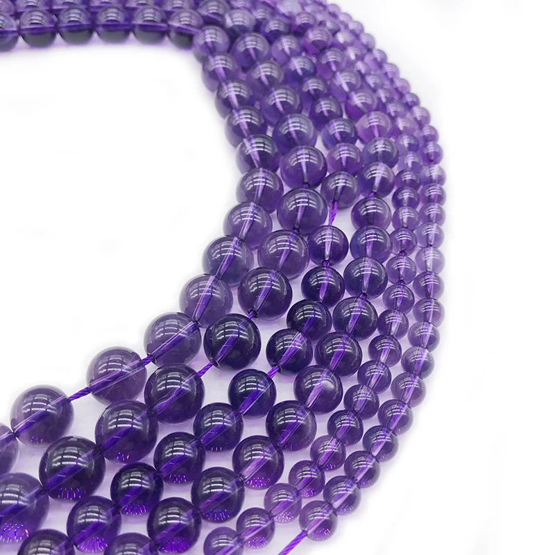 Fashion Natural Purple Crystal Stone Round Loose Beads Suitable for DIY Female Bracelet Necklace Making 15