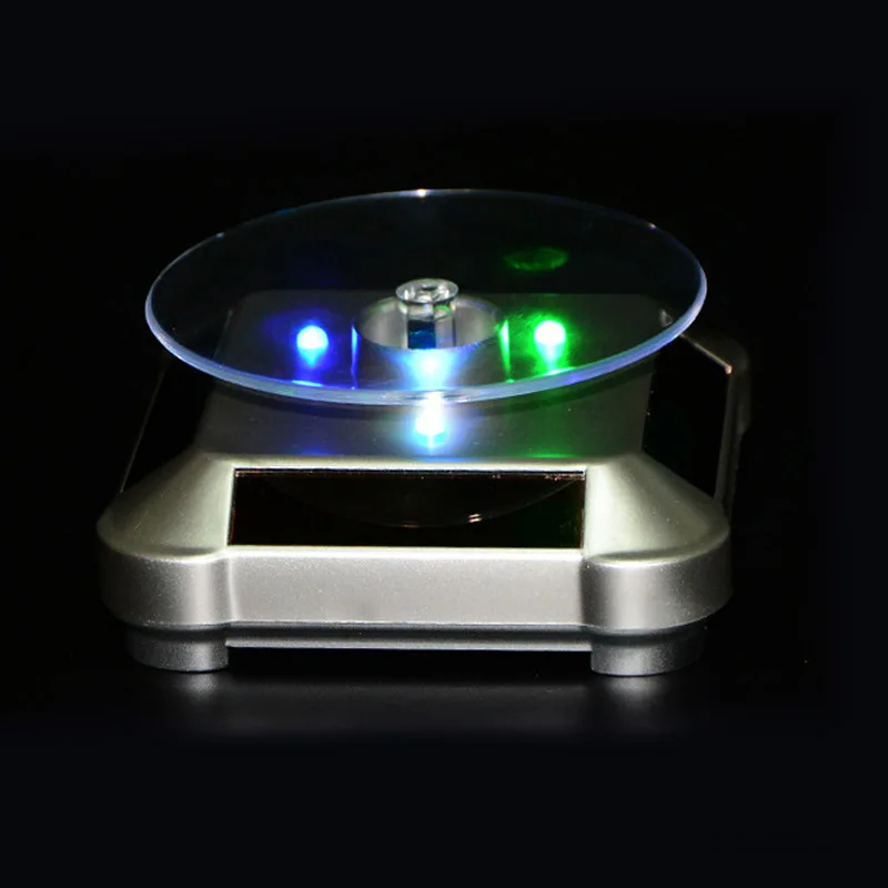 Newly LED Light Solar Jewelry Display Stand 360 Rotating Showcase Necklace Bracelet Watch Ring Show Turntable CLA88