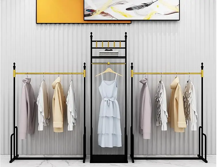 Fashion clothing store display rack women's clothing store hanging rack floor-type display rack decoration design