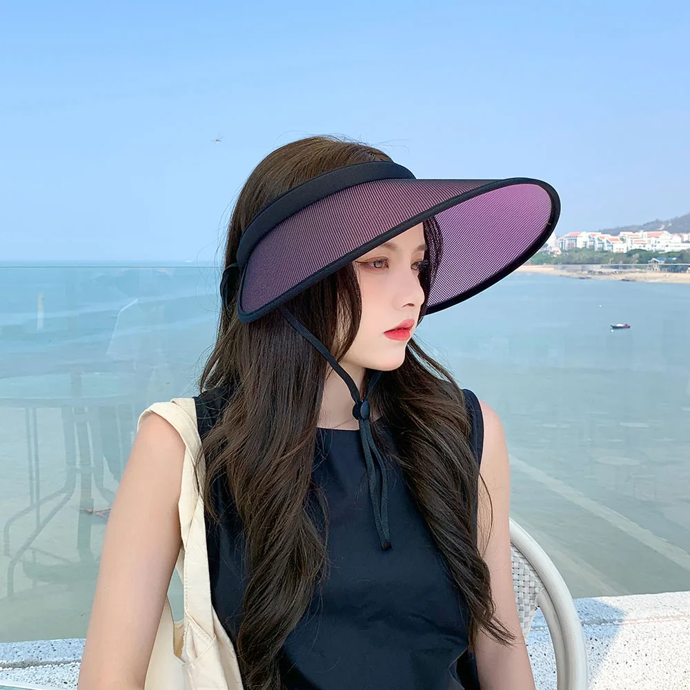 2021 WOMEN color-changing anti-ultraviolet summer sun hat all-match female summer sunscreen light cover face empty top hat