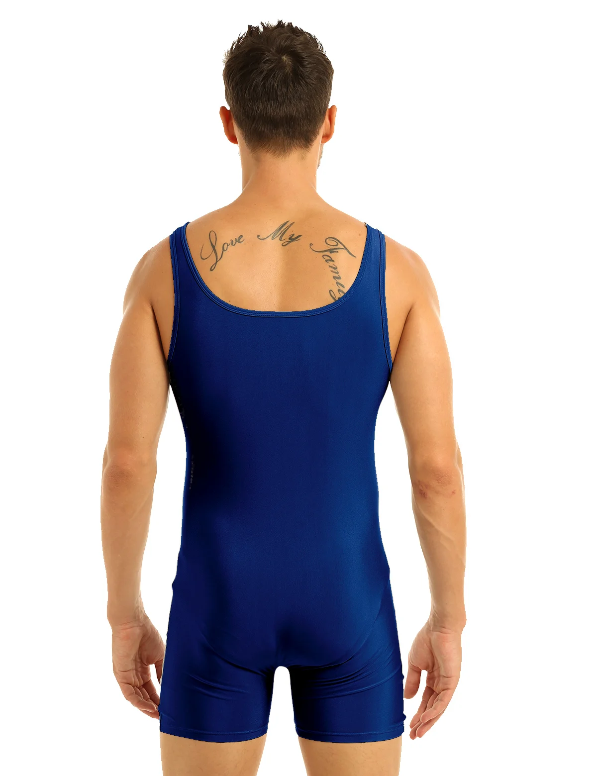 Mens Bodysuit Swimwear Swimsuit Rash Guard Sleeveless Stretchy Solid Color Soft Unitard Dance Gymnastics Yoga Leotard Sportswear