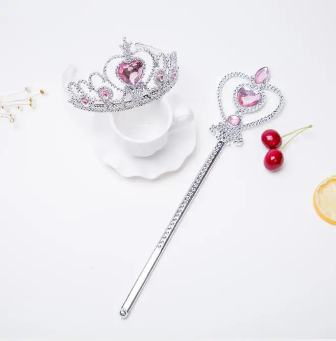 2 piece / set sweet princess tiara hair diadem kids ，Children\'s Hair Clip, Magic Wand Sets party gift hair cosplay accessories