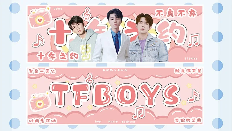 5 PCS TFBOYS Wang Yuan Roy Wang Junkai Karry Yi Yang Qianxi Jakson Cute Photo Animation Slogan Catchphrase Fans Collection Gift