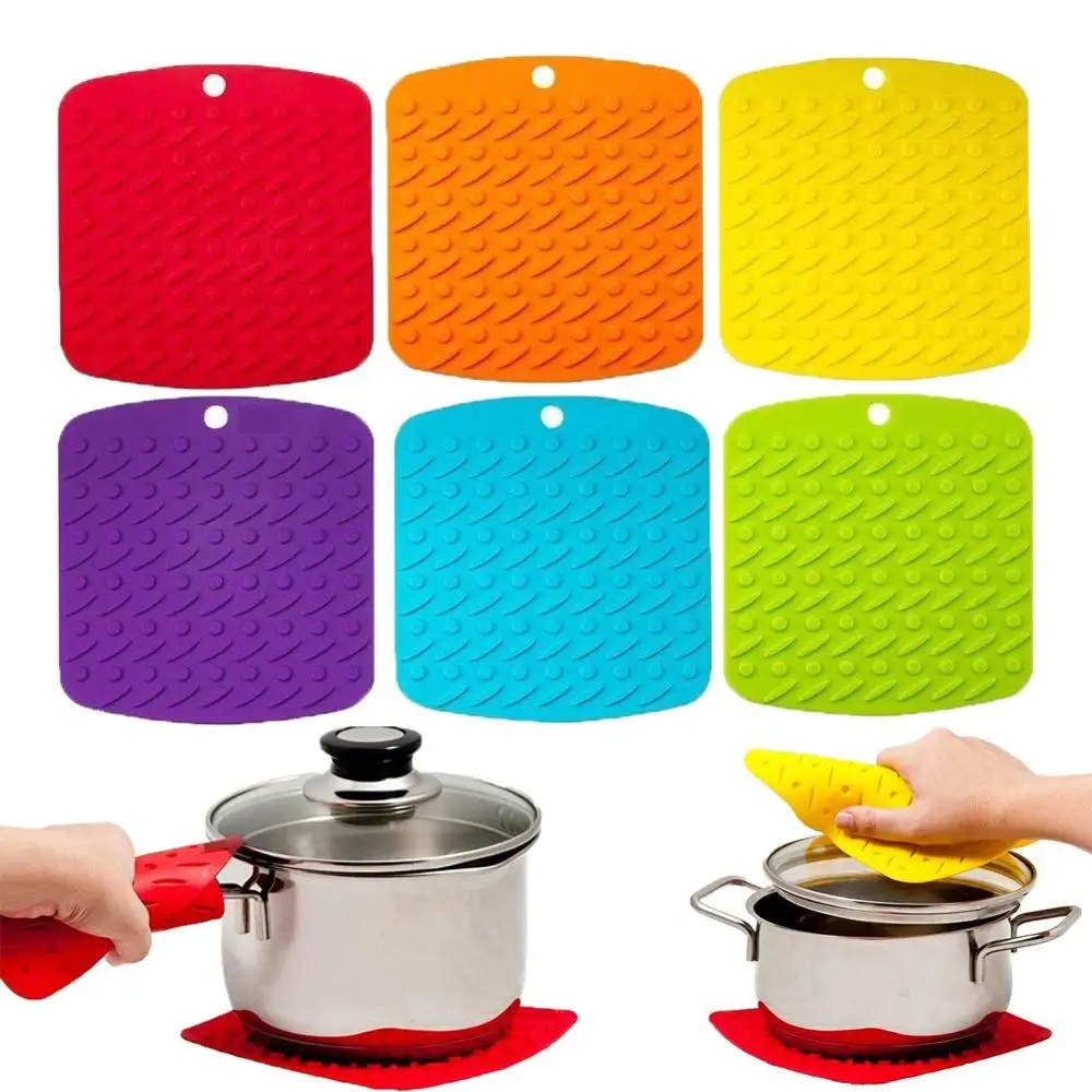 Silicone Pot Holder Potholders Heat Resistant Hot Pads Non Slip Coffee Trivet Mat Pad Mat Placemats Multipurpose Kitchen Tool