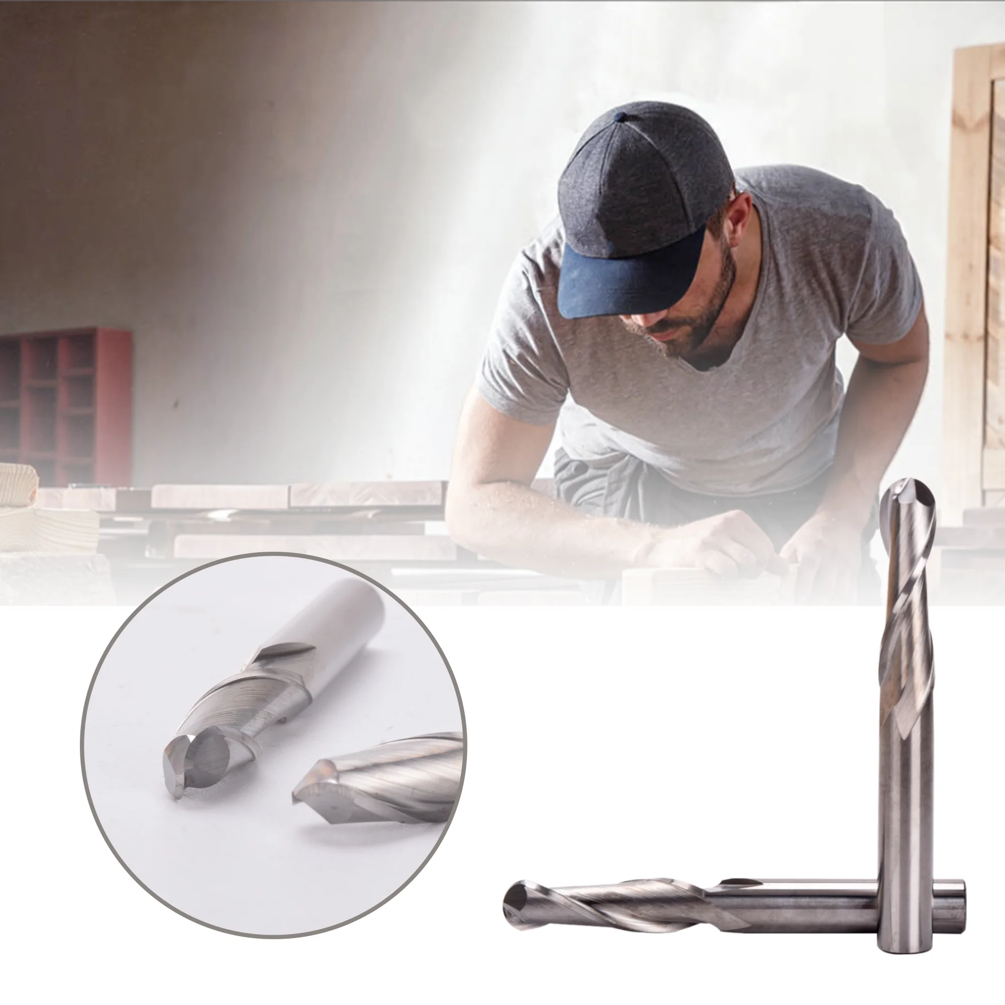 UCHEER 1 Buah 4/6Mm 2 Seruling Spiral Bola Hidung Akhir Pabrik CNC Router Bits untuk Kayu Tungsten Karbida Penggilingan Rute Alat