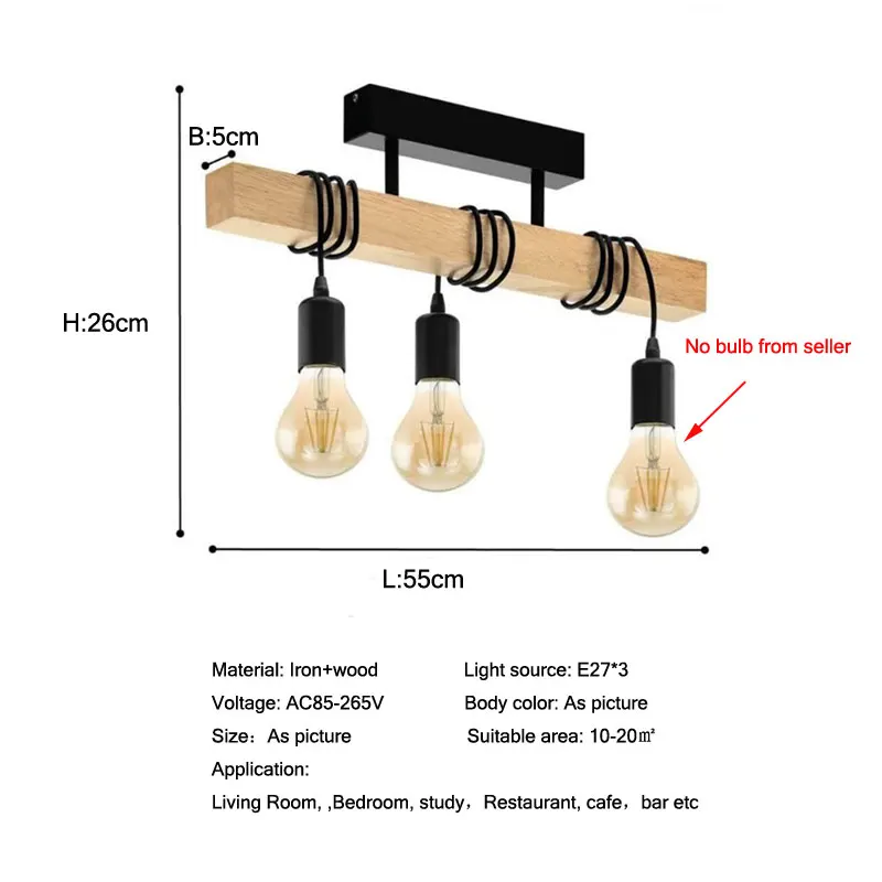 

Creative Loft Suction Hanging Dual Purpose Lamp Retro Industrial Style Club Cafe Aisle Restaurant Long strip Wood ceiling light