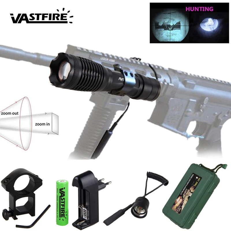 940nm 5w IR Weapon Light LED Night Vision Zoomable Infrared Radiation Focus Gun Lamp Hunting Flashlight+18650 Battery+Charger