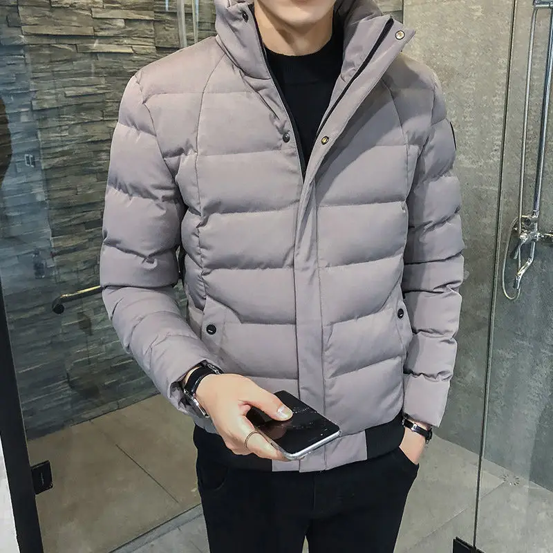 Chaqueta gruesa de algodón térmico para hombre, chaqueta Coreana de ocio con cuello nuevo
