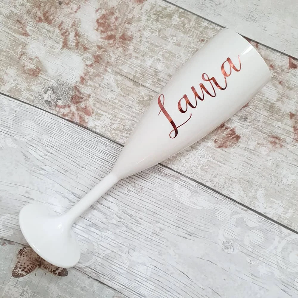 Personalised White Champagne Flute Bridal Party Gift Wedding Bridesmaid Flute Hen Party Acrylic Goblet Wine Cup Wedding Deco