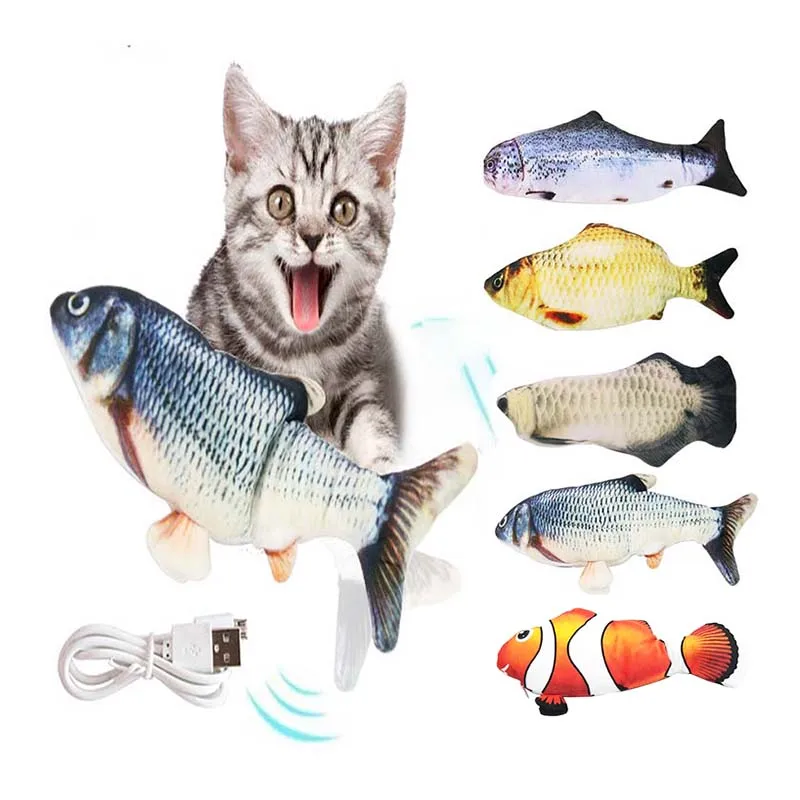 Cats Products Dancing Stuffed Fish Funny Simulation Interactive Dog Pillow Ragdoll Fishes Electric Will Jump Automatically