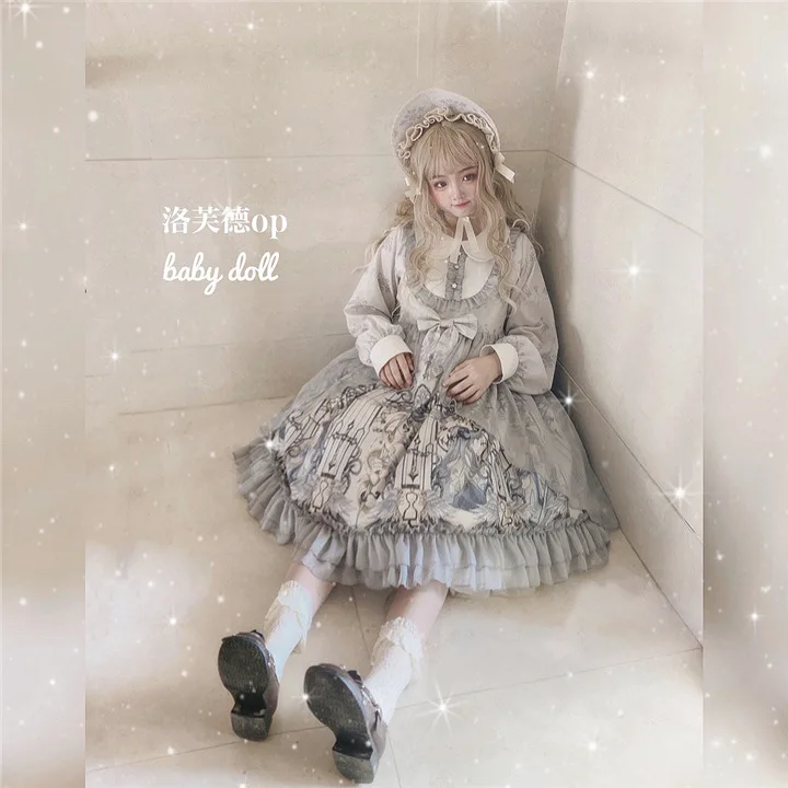 Robe princesse lolita pour filles, style rétro, col de poupée, taille haute, victorienne, kawaii, gothique, lolita op loli, cosplay