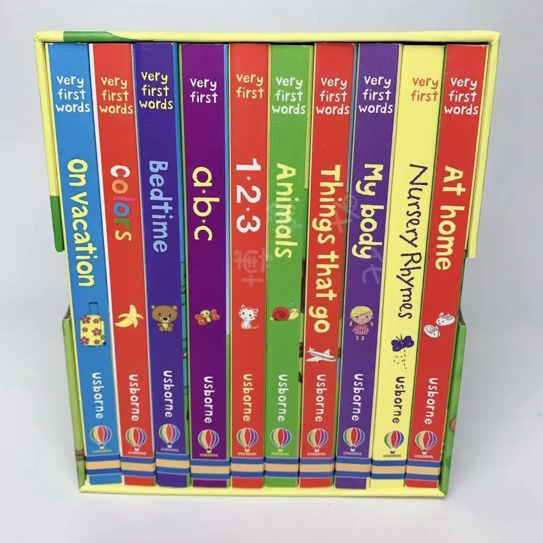 10 Books/Set USborne Very First Words Board Book Educational Toys for Children English Books for Children Baby English Books