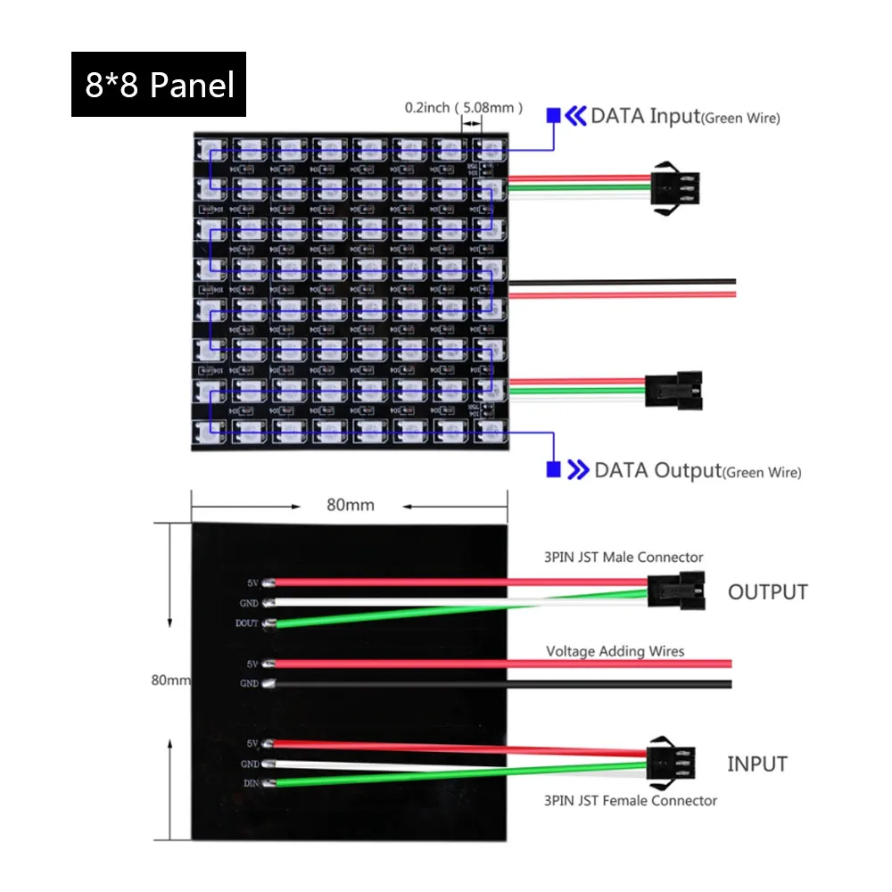 WS2812B LED Digital flessibile indirizzabile individualmente pannello luminoso WS2812 8*8 16*16 8*32 Pxiels modulo Matrix Screen 5V