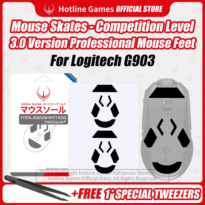 

2 Sets Hotline Games 3.0 Competition Level Mouse Skates Mouse Feet Pad Replacement Feet for Logitech G903 Mouse 0.28mm/0.8mm