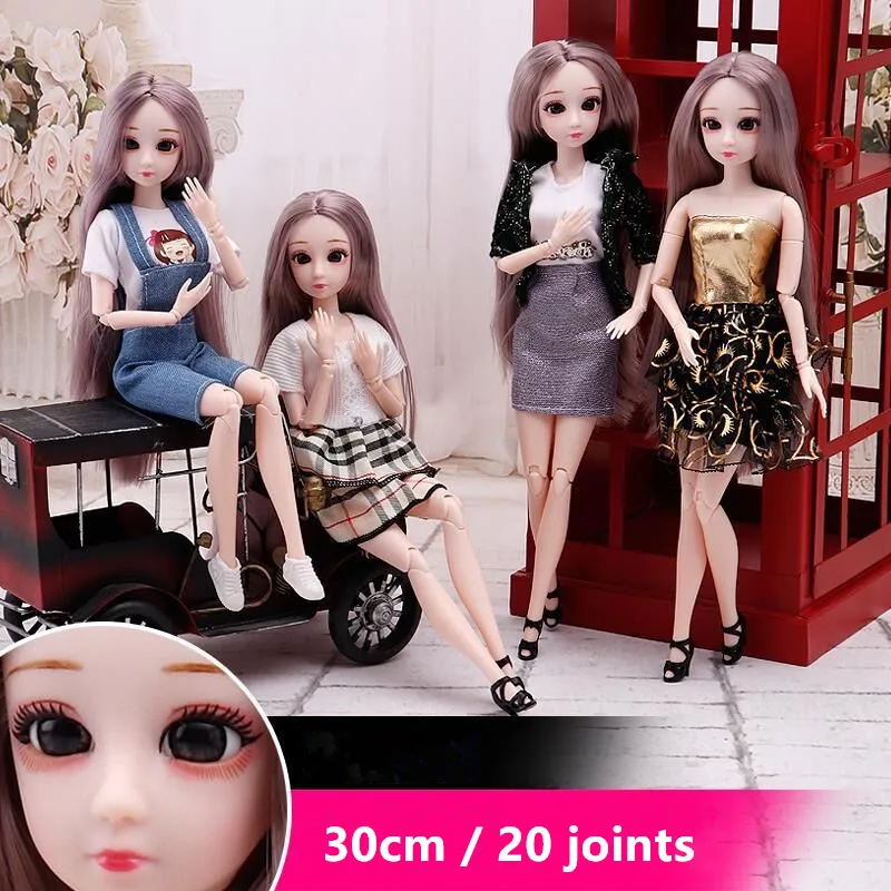 30cm Doll Set  BJD 1/6 Princess Doll Dress Up Fashion Casual Clothes Skirt Suit Doll Girls Toy for Children