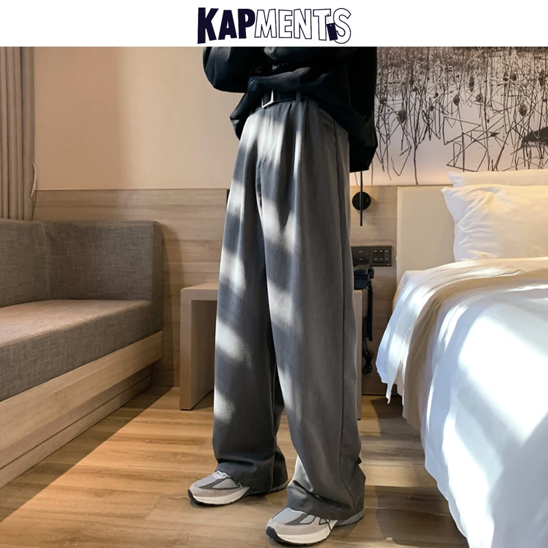 KAPMENTS Men Overalls Wide Legs Streetwear Baggy Pants 2023 Spring Mens Black Harajuku Sweatpants Male Casual Harem Joggers 5XL