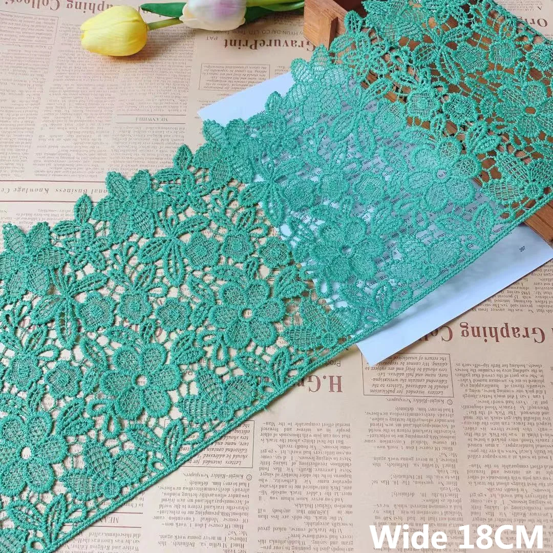 18cm Wide Exquisite Green Water Soluble Embroidery Lace Accessories Scarf Clothing Cheongsam Home Fabric Decoration Materials