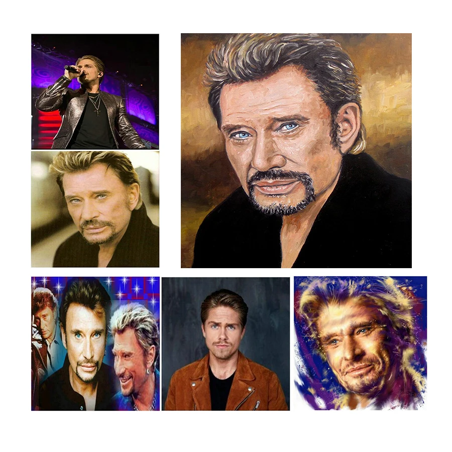 Full Diamond Embroidery Johnny Hallyday Icon Square Rhinestones 5D DIY Diamond Painting Cross Stitch Kits Mosaic Handicrafts