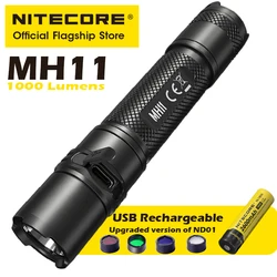 NITECORE-Lampe de poche LED aste par USB, 11 lampes de poche successives, lampe de poche portable super lumineuse, adaptée à la pêche de nuit en plein air, batterie 18650