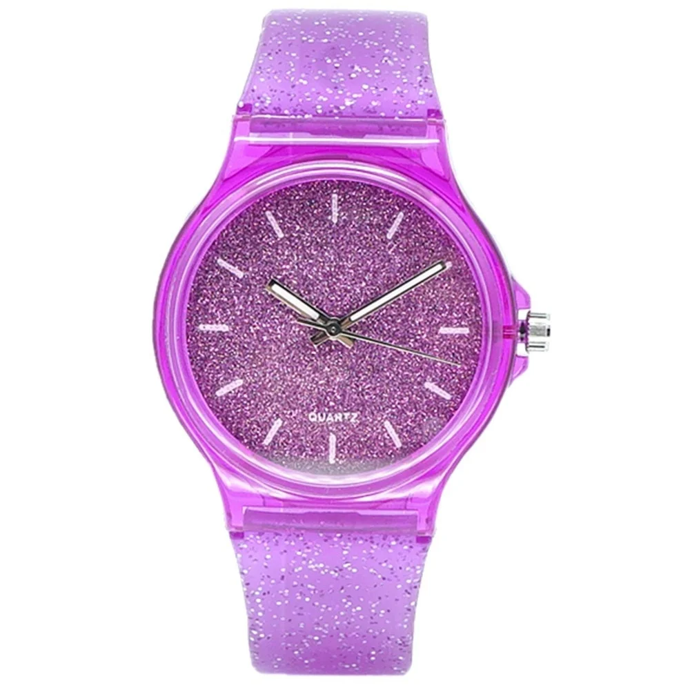 هلام السيليكون شفافة البريق حزام بلاستيكي النساء الساعات فريد الساخن بيع جديد الأزياء Relogio Feminino