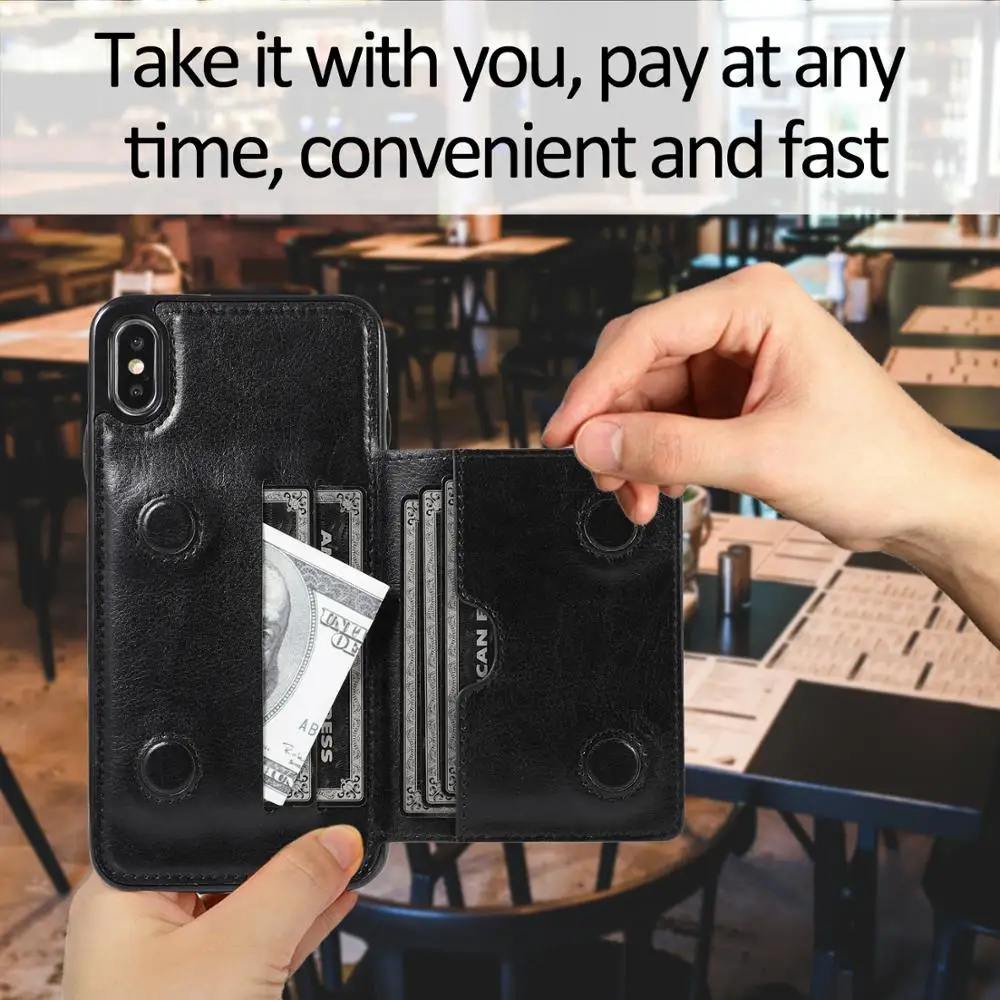 Retro PU Leather Phone Case for iPhone 13 12 11 Pro X XS Max XR 8 7 6 6s Plus Case Multi Card Holders Cover