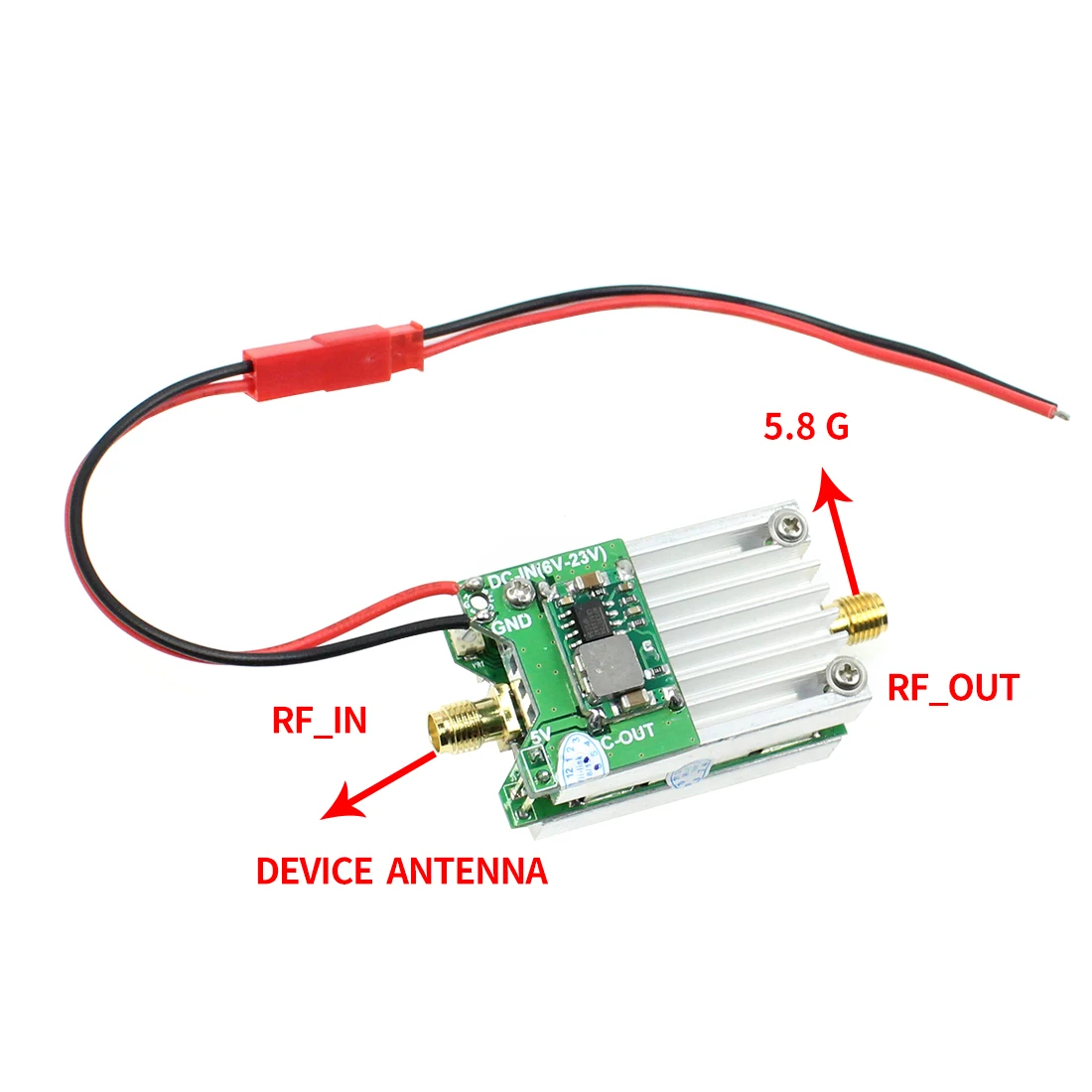 5.8Ghz FPV Transmitter RF Signal Amplifier amp with FPV Antenna RP-SMA 85mm For Airplane Helicopter Model