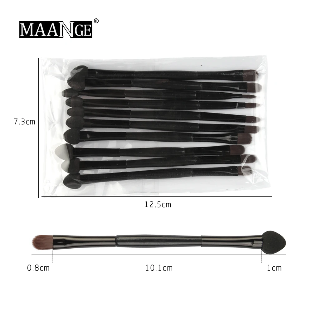 

10PCS Makeup Brush Eye Shadow Applicator Beauty Tools For Double-headed Brush Black Pole Eyelashes Cosmetic Tool T0944