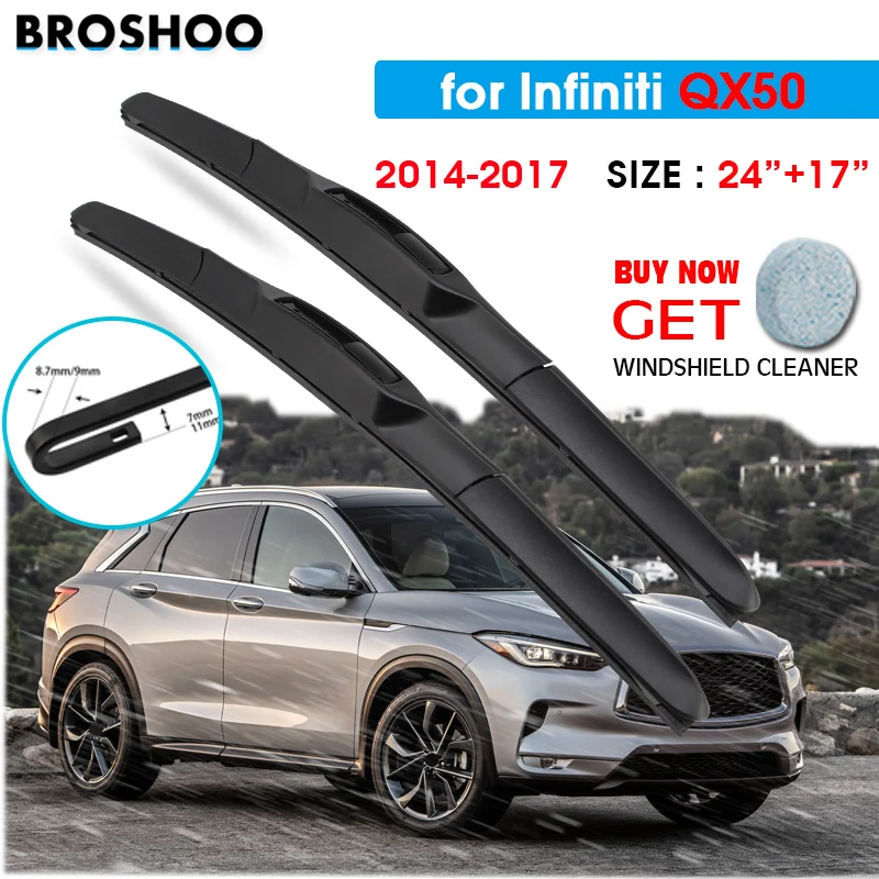 

Car Wiper Blade For Infiniti QX50 24"+17" 2014-2017 Auto Windscreen Windshield Wipers Blades Window Wash Fit U Hook Arms