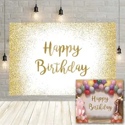 Gold Glitter Happy Birthday Party Background For Photography Black Pink White Decor Customize Photocall Backdrop Photo Studio