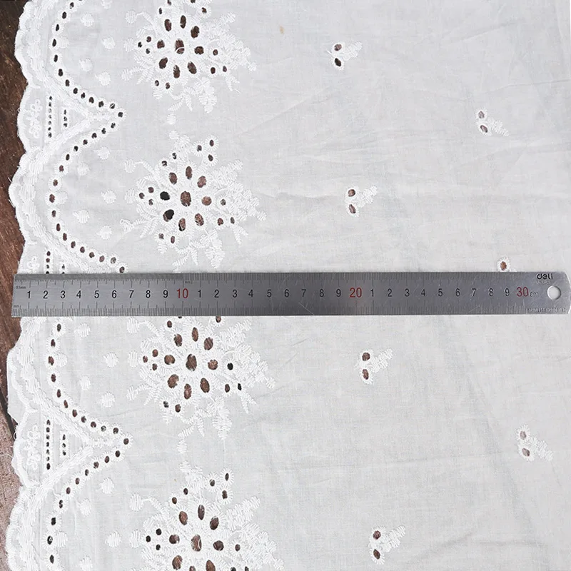 

White Flower Hollow Lace Cloth Floral Embroidered Women's Summer Cotton Cloth Hollow Lace Fabric