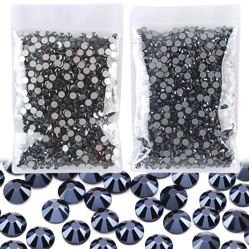 Shiny Black Super Glitter Rhinestones Hotfix/Non-HotFix FlatBack Glass Rhinestone Nail Art Decorations Garment Wedding Dress