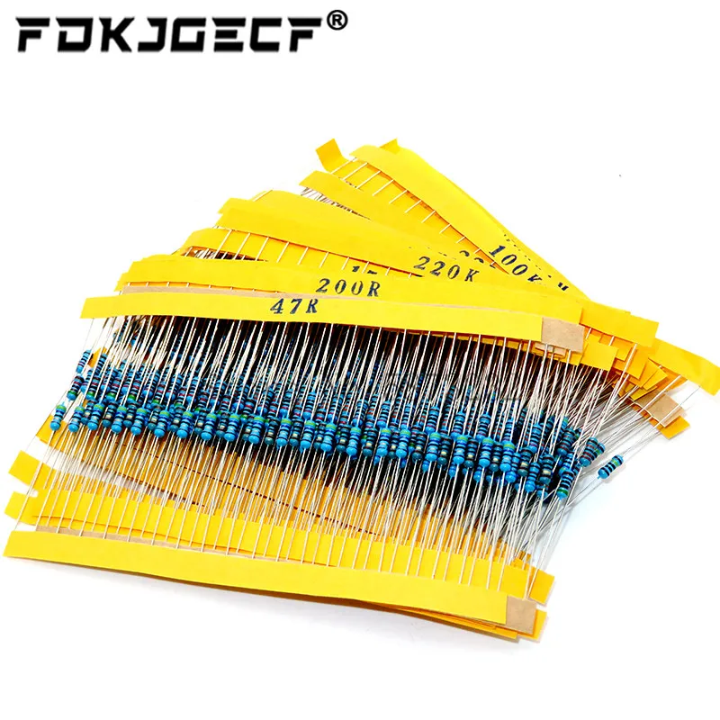 600PCS/LOT 1/4W Metal Film Resistor Kit 1% Resistor Assorted Kit Set 10 -1M Ohm hm Resistance Pack 30 Values each 20 pcs