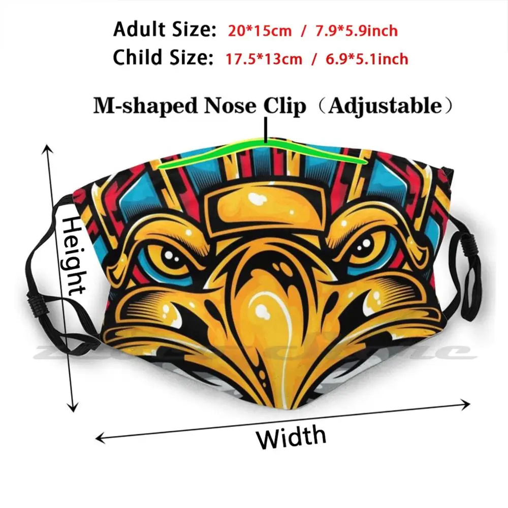 Aztec Eagle Knight Mask DIY Washable Filter Pm2.5 Mouth Trending Aztec Aztec Eagle Eagle Knight Mayan Maya