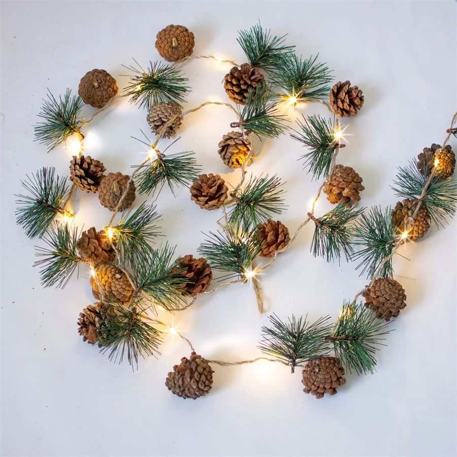 

2M 20 Battery Powered Christmas String Light Pinecone Garland Fairy Lights For Winter Holiday New Year Tree Decor