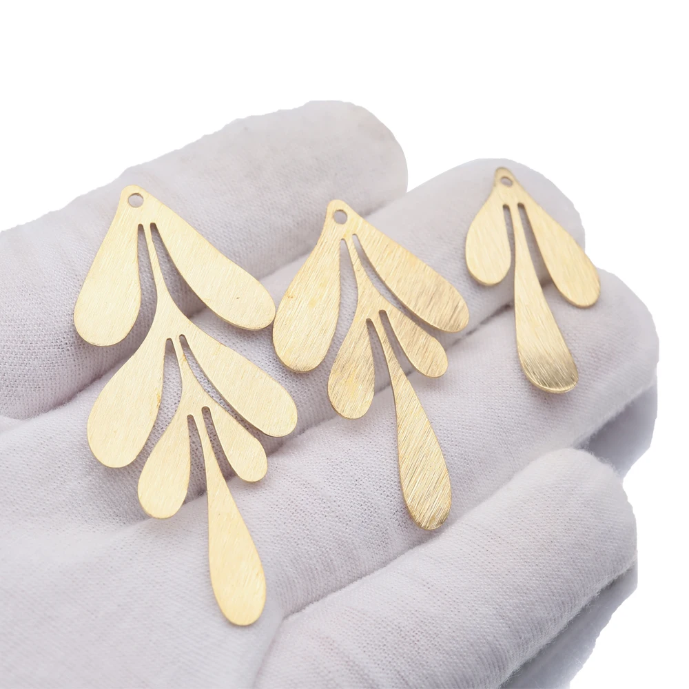 10Pcs Raw Brass Leafy Vine Charms Flower Leaf Pendant for Diy Boho Leaves Earrings Necklace Goddess Hippie Jewelry Making