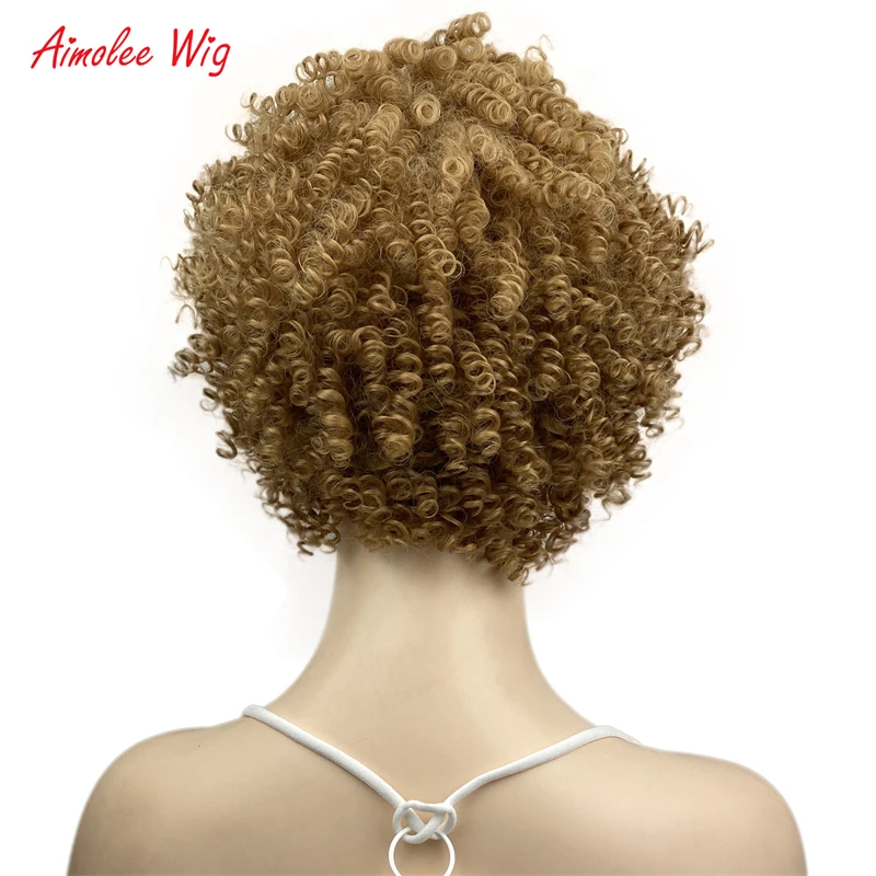 Aimolee Kinky Curly Афро Короткие Волосы Парик для Чернокожих Женщин Повседневная Одежда Партии Косплей