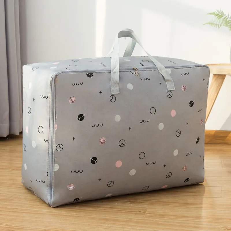 Waterproof Oxford Cloth Quilt Storage Bag Quilt Clothing Finishing Storage Bag Heavy Clothes Floral Storage Baggage Bag 70CM