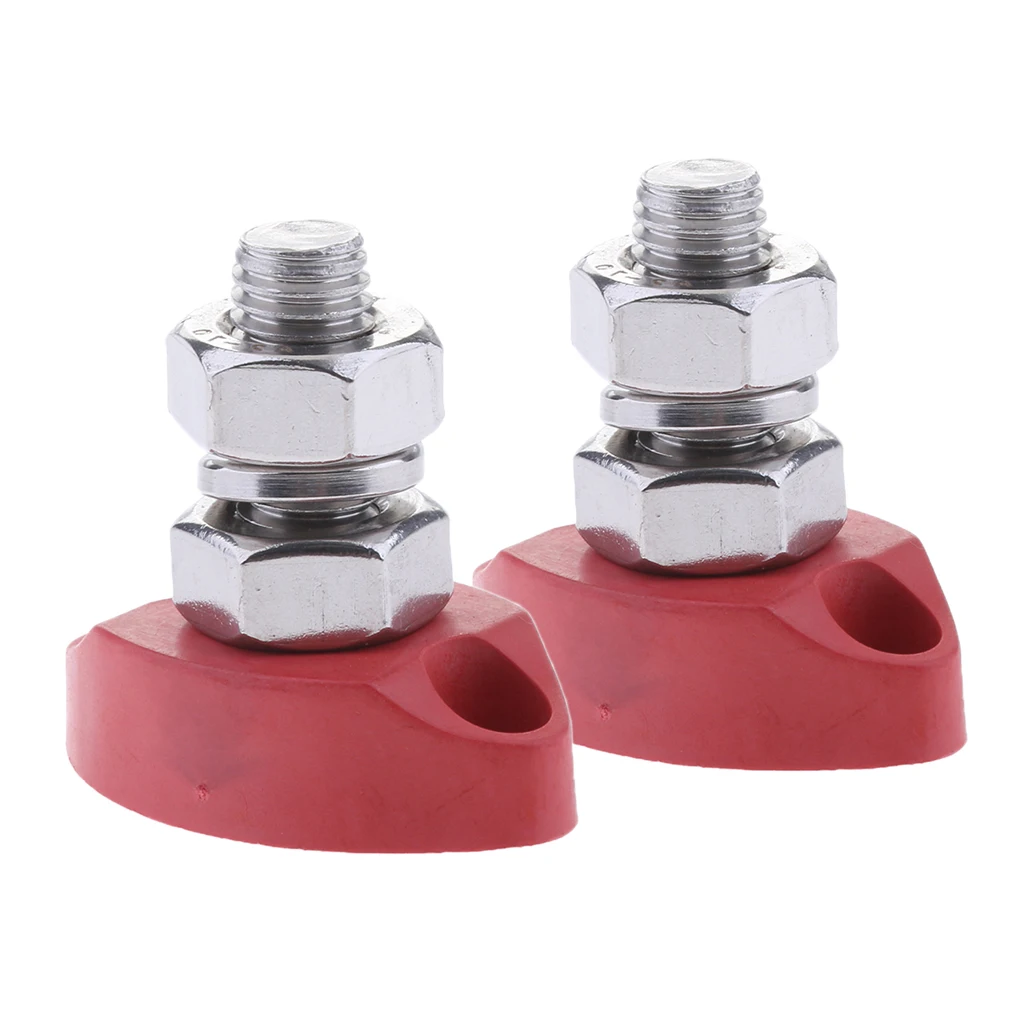 2 Pieces Red Junction Block Power Post Set Insulated Terminal Stud 8mm