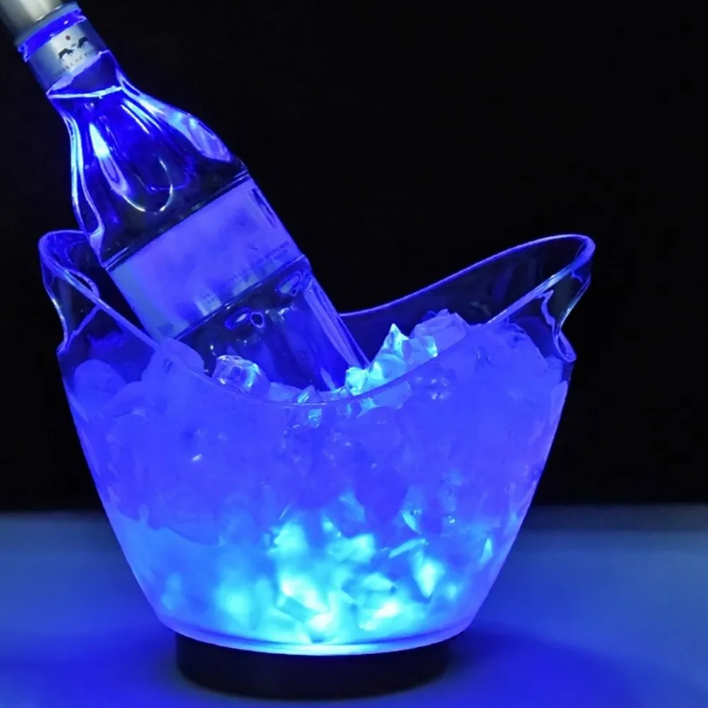 

4LWaterproof LED Ice Bucket Nightclub Bar Party Champagne Wine Bucket 6 Color Transparent Light Wine Barrel