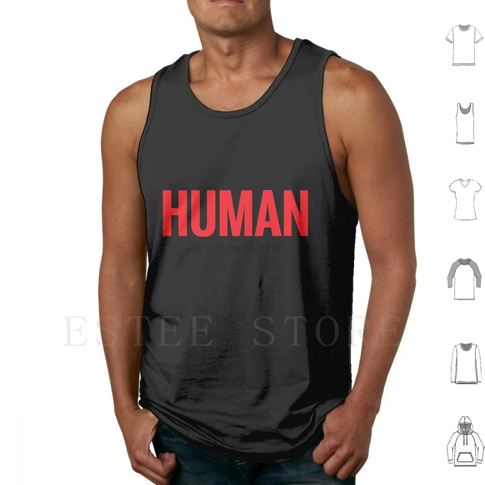 Human ( Serving Suggestion ) Tank Tops Vest Sleeveless Humor Cannibal Cannibalism Dinner Menu Eat Food Foodie