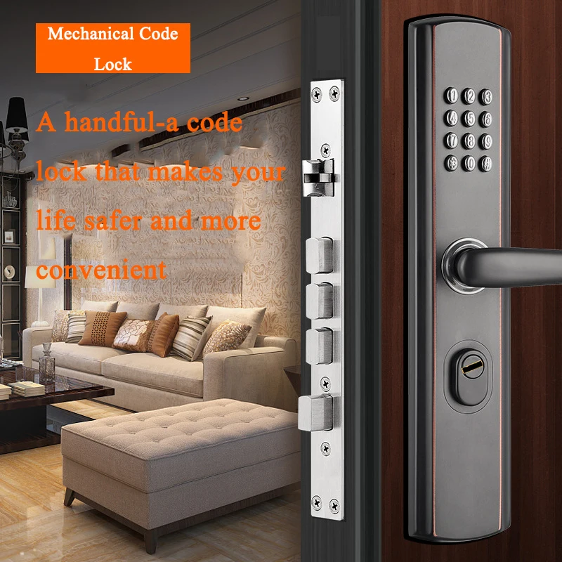 LSTABAN Stainless Steel Mechanical Code Lock Waterproof Code Key Unlock Anti-theft Door Entrance Door Villa Outdoor Door Lock