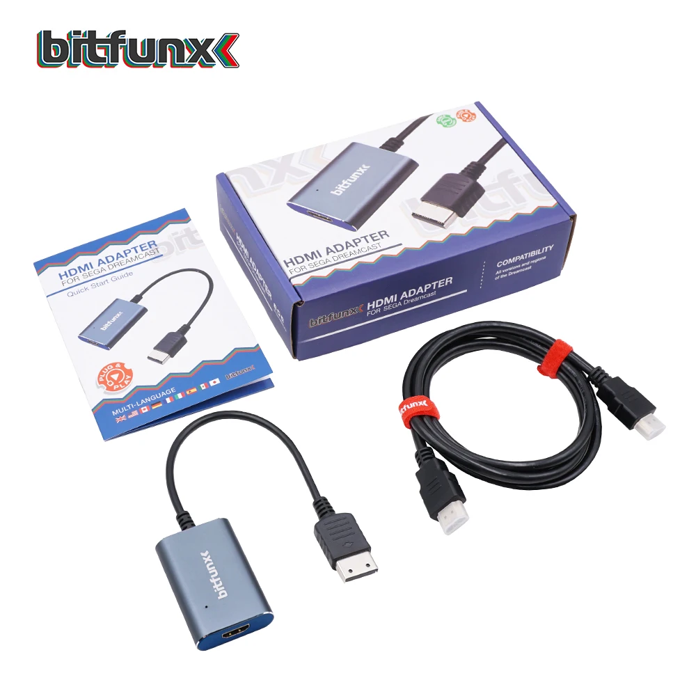 Bitfunx Video and Audio VGA to Digital HDMI-compatible Adapter for SEGA Dreamcast Game Console NTSC And PAL