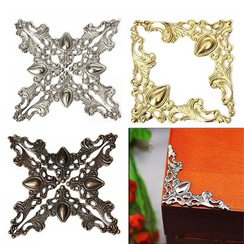 KALASO 20 adet gümüş bronz altın antika ahşap durumda mücevher kutusu kitap fotoğraf albümü köşe dekor koruyucu