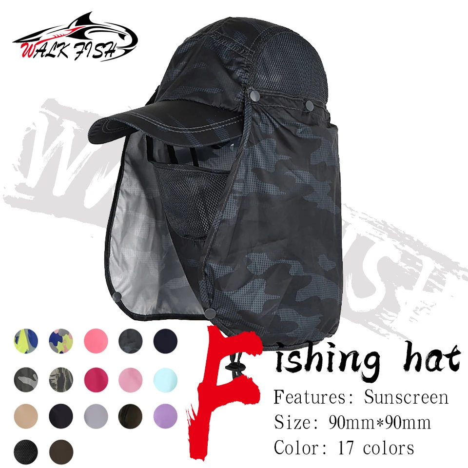 WALK FISH Fishing Hat Sun Protector Quick-drying Cool Face Neck Cover Protection Anti-UV Full Head Outdoor Sports Cap Headwaer