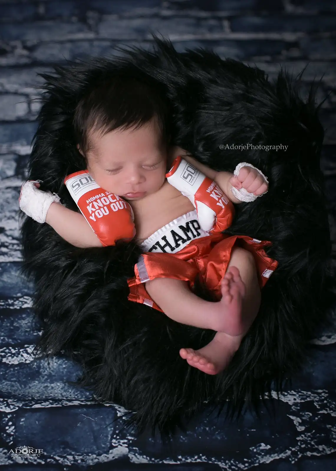 Puntelli fotografia neonato Mini simulazione guantoni da boxe guantoni bandiera boxe per Baby Photo Prop accessori decorati